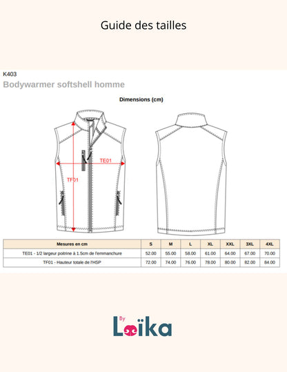 Bodywarmer Softshell à personnaliser homme